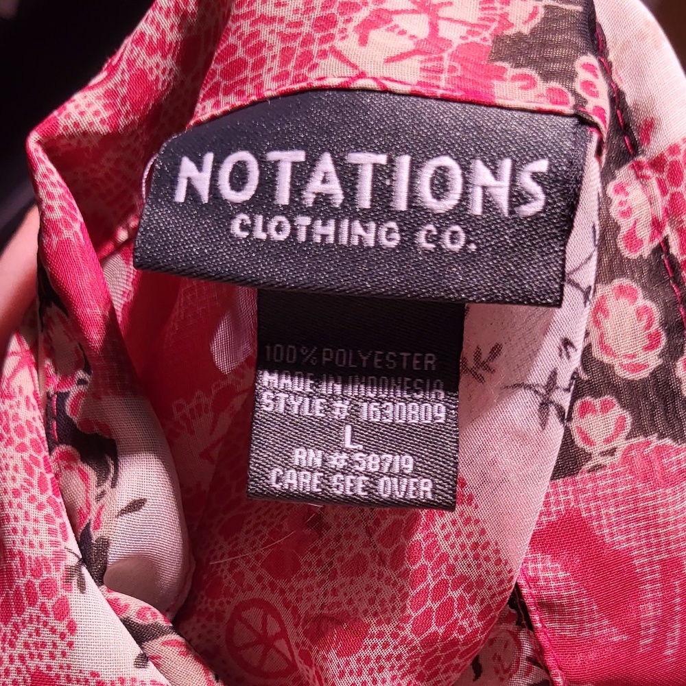 Notations Clothing Co. Multicolored Patchwork Faux Chiffon Blouse L - Picture 4 of 4